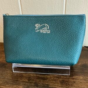 Rare Leather Green Brand From Japan Angie The Cat Zip Cosmetic Makeup Bag
